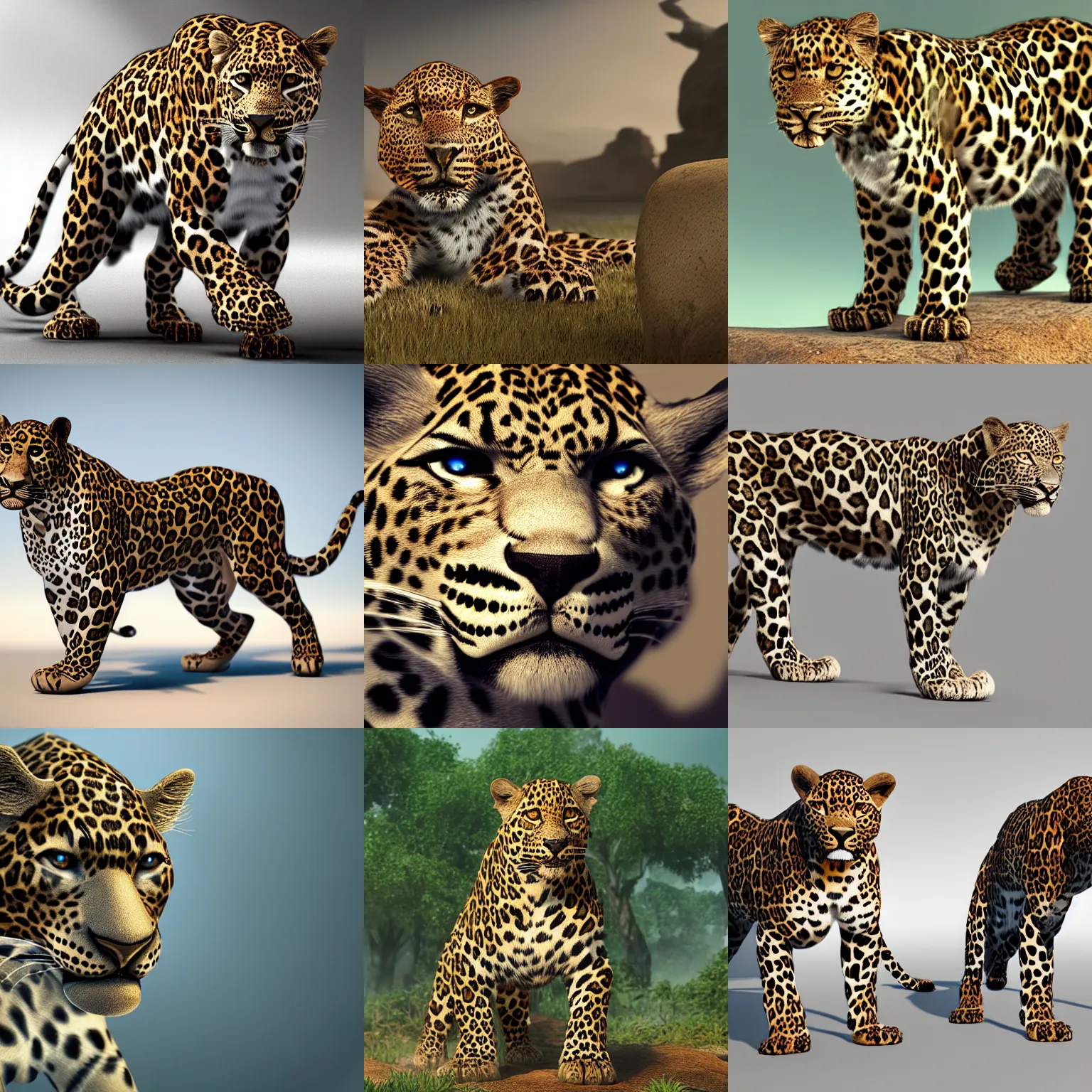 Prompt: proud looking leopard concept art, octane render, safari background