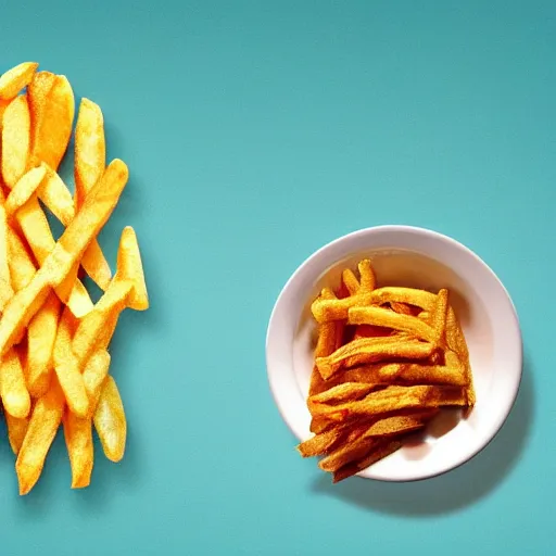 Image similar to photo of [ a single salted french fry chip ] shaped like that looks like stephen fry as a pixar character hybrid intercross mix cinematic lighting