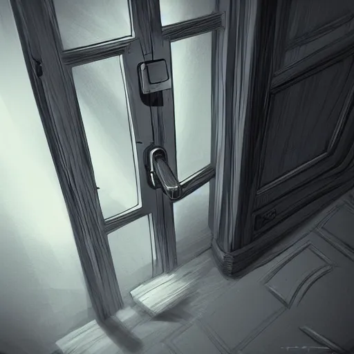 Image similar to tons of door latches leaning on floor of room, concept art, trending on artstation, highly detailed, intricate, sharp focus, digital art, 8 k