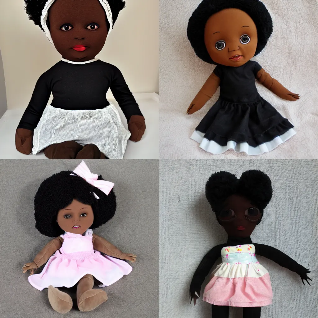 Prompt: Little Black girl doll plush 8k