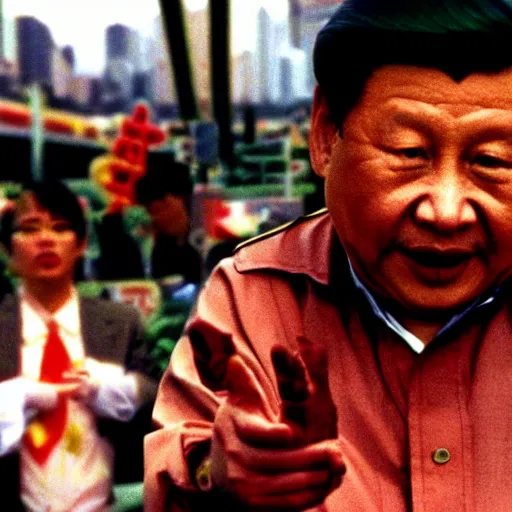 Image similar to xi jinping as raoul duke in fear and loathing in los vegas, cinematic still, hdr ( 1 9 9 8 )