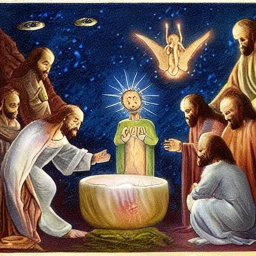 Prompt: alien birth of jesus