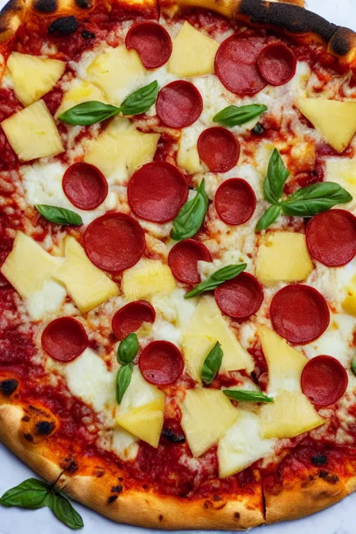 Image similar to pizza covering a pineapple