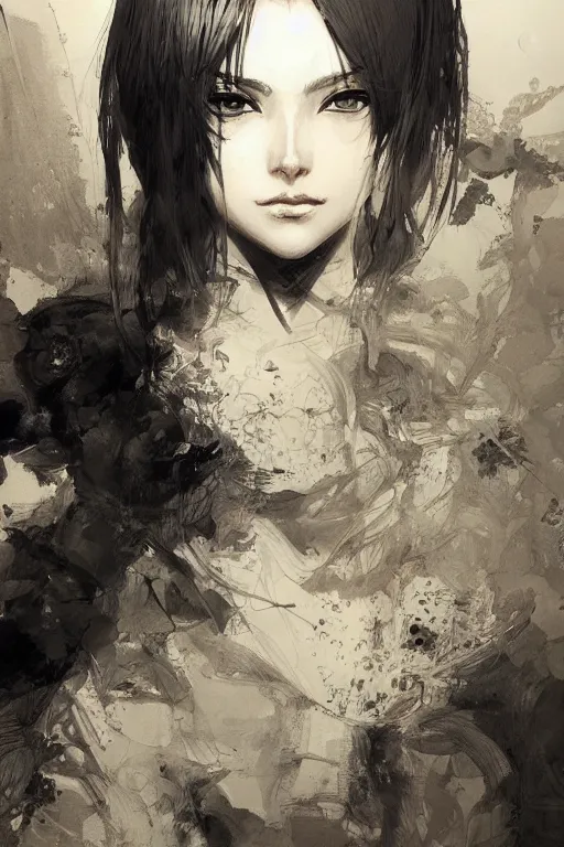 Image similar to portrait of anime woman, pen and ink, intricate line drawings, by craig mullins, ruan jia, kentaro miura, greg rutkowski