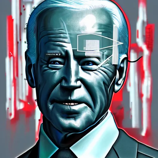 Image similar to cyborg joe biden, trending on artstation, detailed art, science fiction