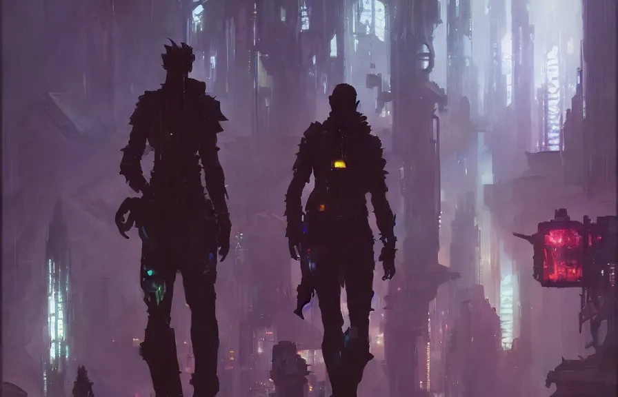 Image similar to greg manchess concept art of a the cyberpunk elderwood dimension, key visual, ambient lighting, highly detailed, digital painting, artstation, concept art, sharp focus, by makoto shinkai and akihiko yoshida and hidari and wlop and greg rutkowski