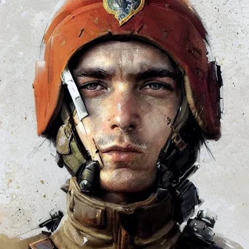 Image similar to portrait of a russian army, tragic, military art, fantasy, hd shot, digital portrait, beautiful, artstation, comic style, by artgerm, guy denning, jakub rozalski, magali villeneuve and charlie bowater