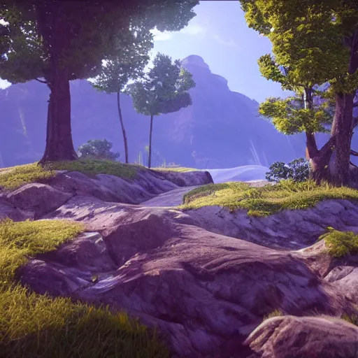 Image similar to a beautiful landscape, octane render, nvidia raytracing demo, masterpiece