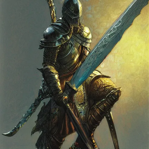 Image similar to the glowing greatsword from dark souls, weapon art by norman rockwell and donato giancola and greg rutkowski