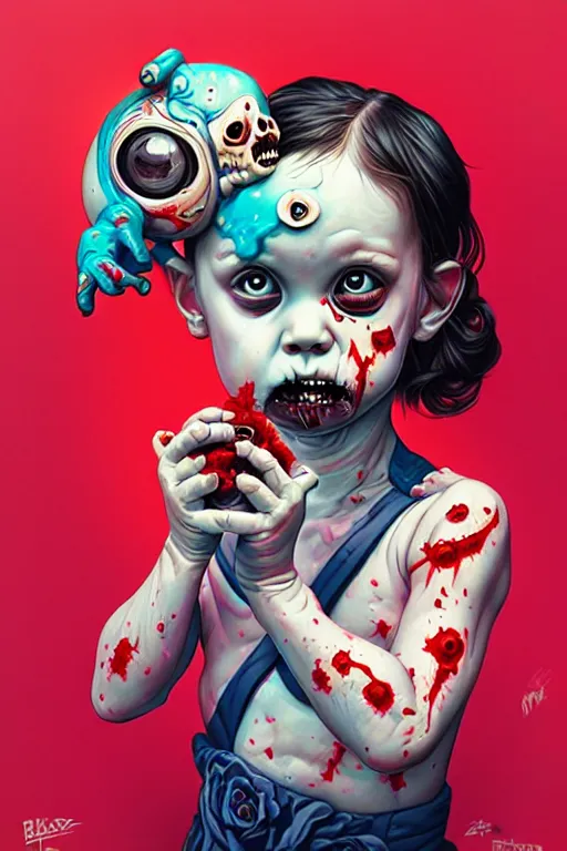 Image similar to a baby zombie in a pocket, tristan eaton, victo ngai, artgerm, rhads, ross draws