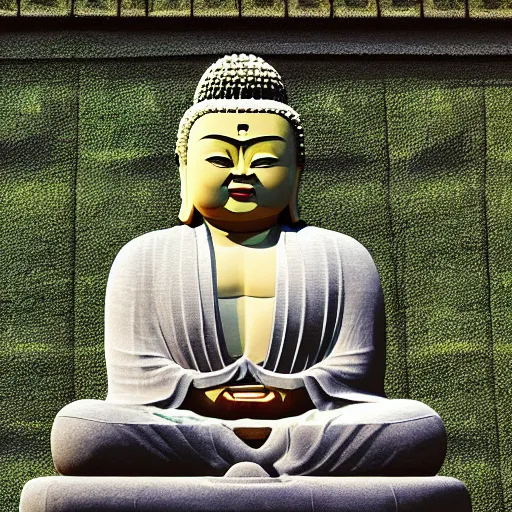 Prompt: isometric pixel art great Buddha statue in Kamakura