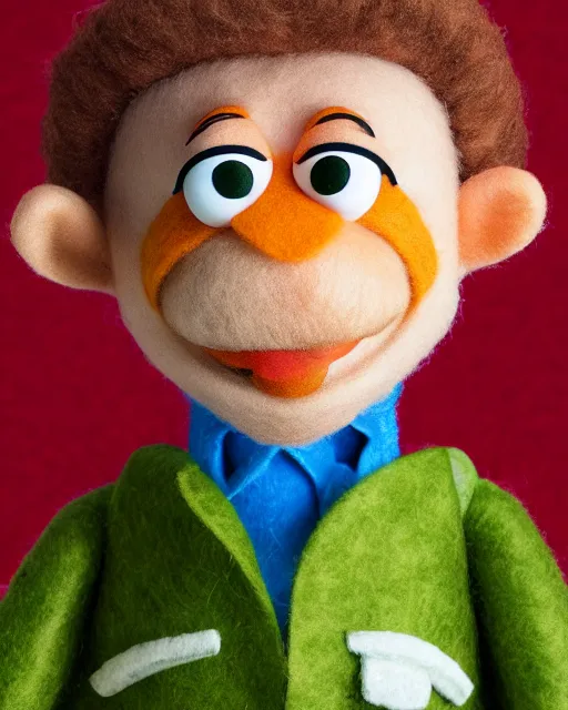 Image similar to adin ross as a muppet. highly detailed felt. hyper real photo. 4 k.