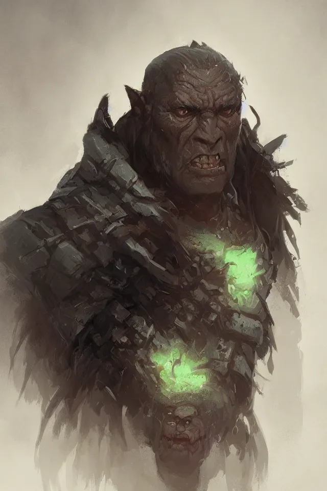 Prompt: of orc portrait by greg rutkowski, trending on artstation