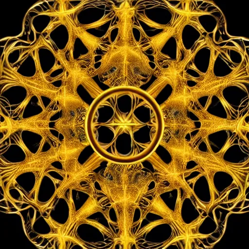 Prompt: golden fractals that reveal the soul