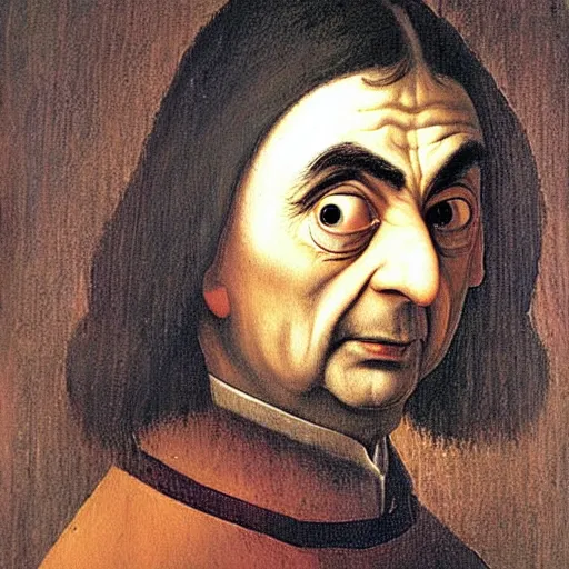 Prompt: a painting of Mr. Bean by Leonardo Da Vinci