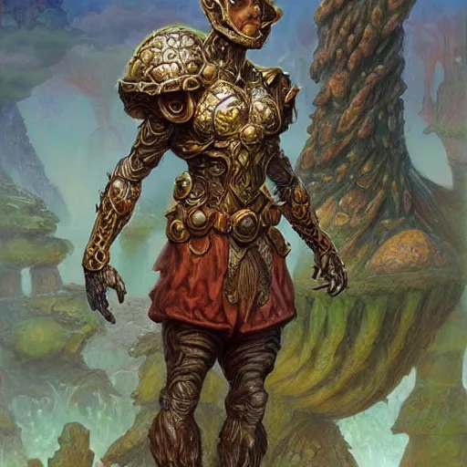 Image similar to Humanoid mushroom as a fantasy D&D character, full body art by Donato Giancola and James Gurney, digital art, trending on artstation