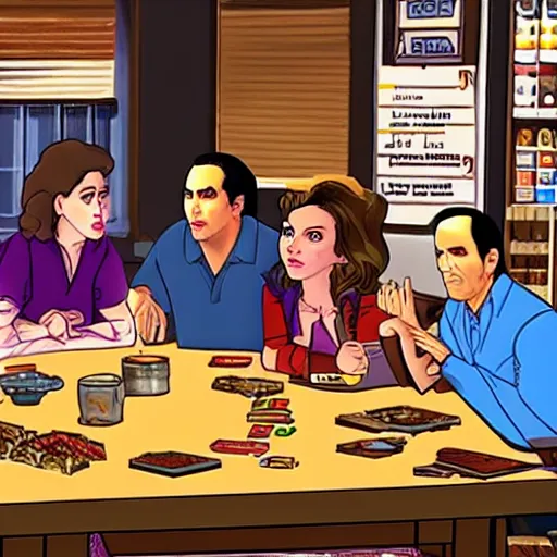 Image similar to Dream the TV show Seinfeld in the form of a table top RPG