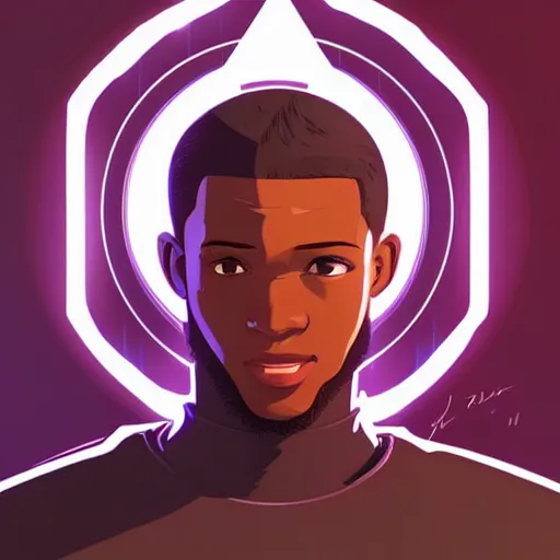 Image similar to terrence boyd as a saint with halo, clean cel shaded vector art. shutterstock. behance hd by lois van baarle, artgerm, helen huang, by makoto shinkai and ilya kuvshinov, rossdraws, illustration,