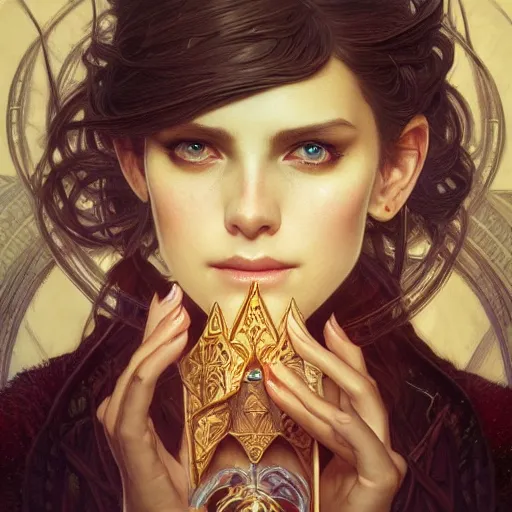 Image similar to an instrument, d & d, fantasy, intricate, elegant, symmetrical face, highly detailed, digital painting, artstation, concept art, smooth, sharp focus, illustration, art by artgerm and greg rutkowski and alphonse mucha