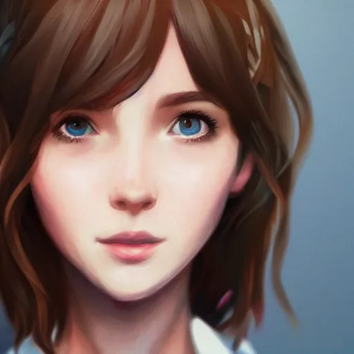 Image similar to a selfie of max caulfield, fantasy, intricate, young and cute, highly detailed, digital painting, artstation, concept art, smooth, sharp focus, illustration, unreal engine, life is strange, Edouard Caplain