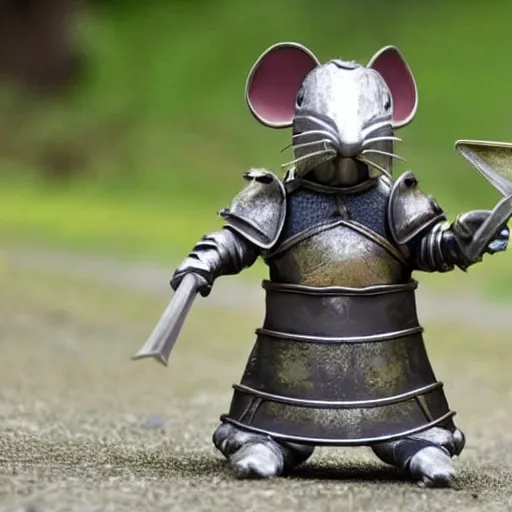 Prompt: a mouse in plate armour