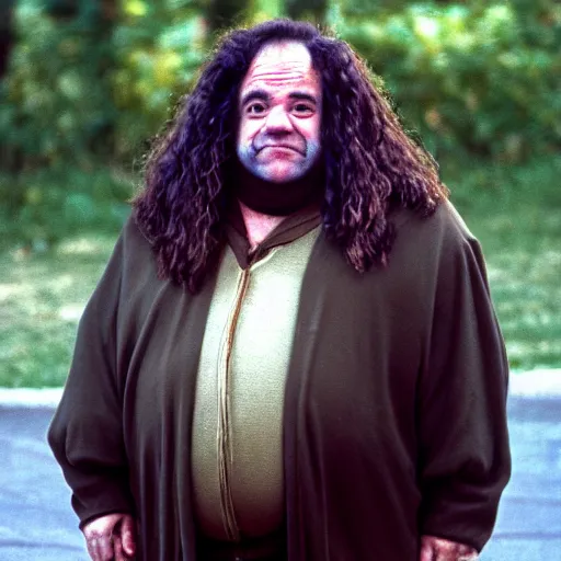 Prompt: Danny Devito as Hagrid, 35mm film