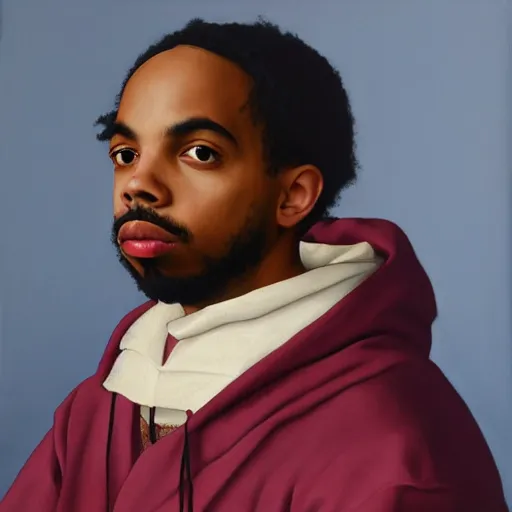 Image similar to a renaissance style portrait painting of earl sweatshirt