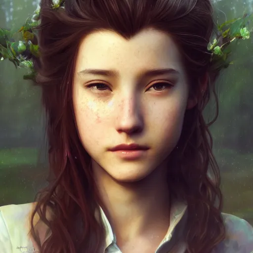 Image similar to Beautiful Aerith Gainsborough in real life, face centered portrait, Confident, fog, rain, volumetric lighting, beautiful, golden hour, sharp focus, ultra detailed, cgsociety by Leesha Hannigan, Ross Tran, Thierry Doizon, Kai Carpenter,Ignacio Fernández Ríos