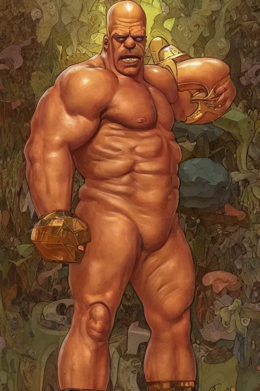 Image similar to portrait of homer simpson as a hulking herculean man, forest, godlike, full body, fantasy, intricate, elegant, highly detailed, digital painting, artstation, concept art, sharp focus, illustration, art by artgerm and greg rutkowski and alphonse mucha