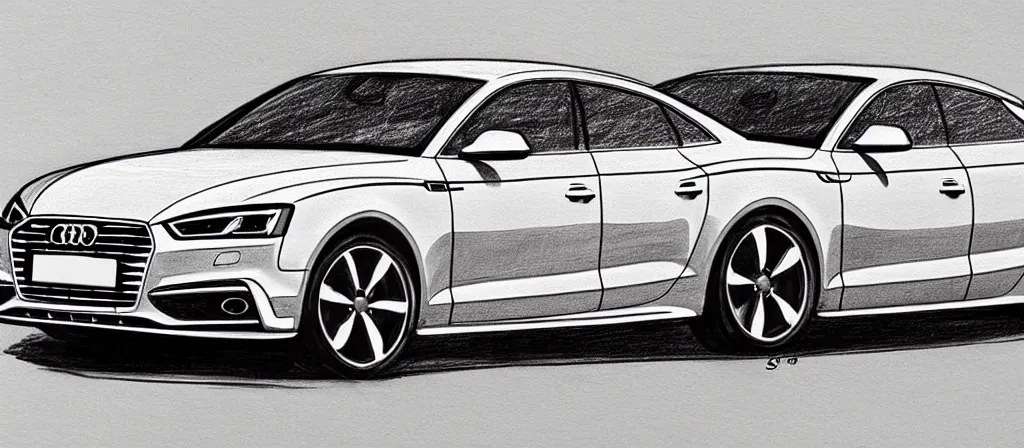 Image similar to a hand - drawn sketch of an audi s 5 sportback.