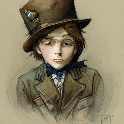 Image similar to (((((portrait of boy dressed as steampunk detective . muted colors.))))) by Jean-Baptiste Monge !!!!!!!!!!!!!!!!!!!!!!!!!!!