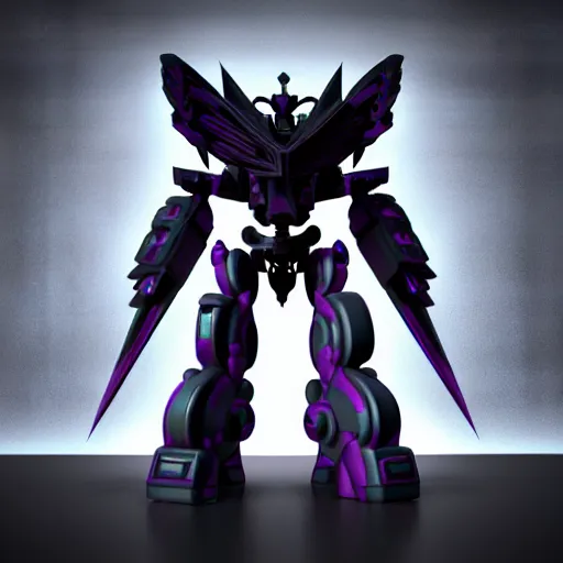 Prompt: goth transformers, 3 d character model, epic, 3 d render, white background, left view, shadows