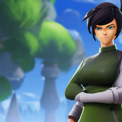 Image similar to toph beifong in fortnite, character render, full body shot, highly detailed, in game render