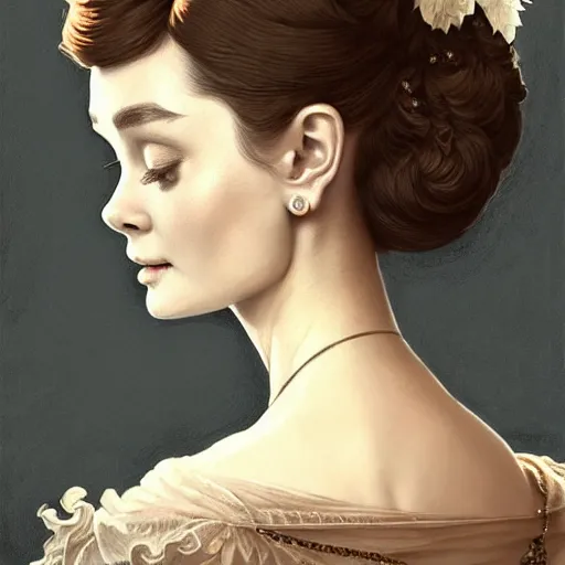 Image similar to audrey hepburn in an epic victorian novel, various backgrounds, intricate, elegant, highly detailed, digital painting, artstation, matte, illustration, art by artgerm, greg rutkowski, loish, rhads, ferdinand knab, makoto shinkai, lois van baarle, ilya kuvshinov, rossdraws, tom bagshaw