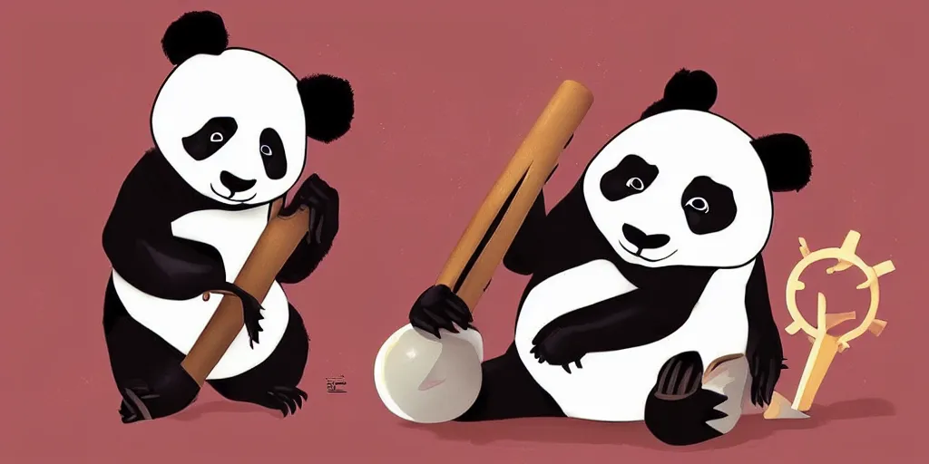 Image similar to “a lovely panda animation style. Concept art by Nico Marlet”