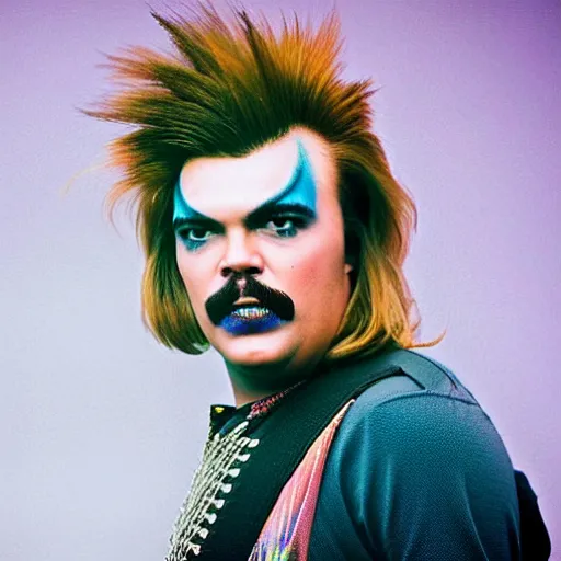 Prompt: jack black as ziggy stardust, vintage photo, 8 k