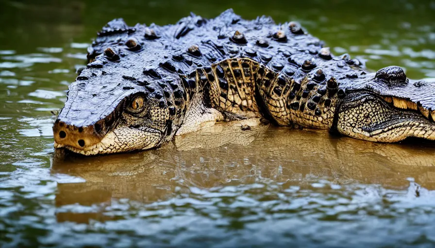 Image similar to an alligator tiger!!! hybrid! hyper realistic!! realistic lighting!! wildlife photographer of the year!!! bold natural colors, national geographic, hd, wide angle, 8 k