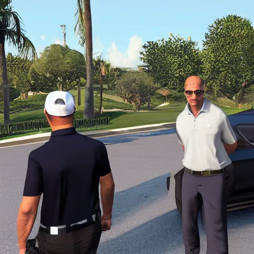 Image similar to FBI agents raid florida golf course gta 5 4k award winning