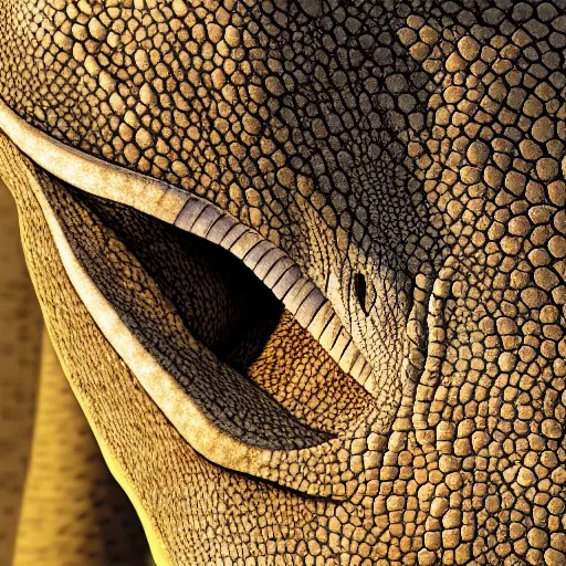 Prompt: close up of a sauropod's face with lizard skin t