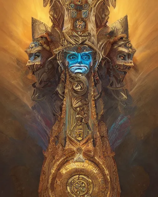 Prompt: digital painting of a toki pona totem by filipe pagliuso and justin gerard, symmetric, fantasy, detailed, intricate, sharp focus, tarot card, gwent