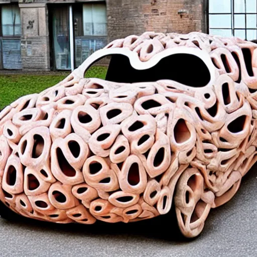 Prompt: an abstract car made out of body parts