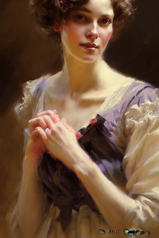 Image similar to victorian lady, painting by daniel gerhartz, alphonse murac, detailed art, artstation