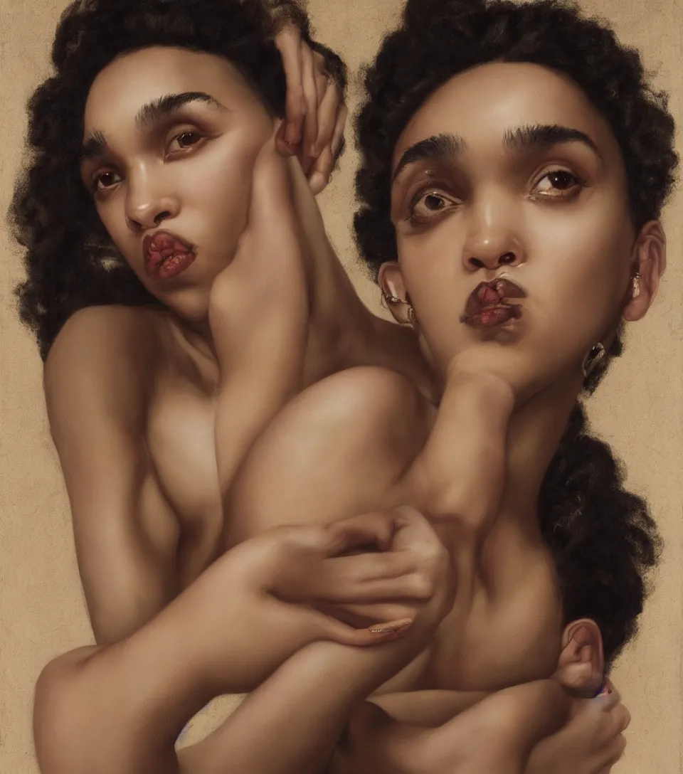 Image similar to portrait of fka twigs in the style of roberto ferri