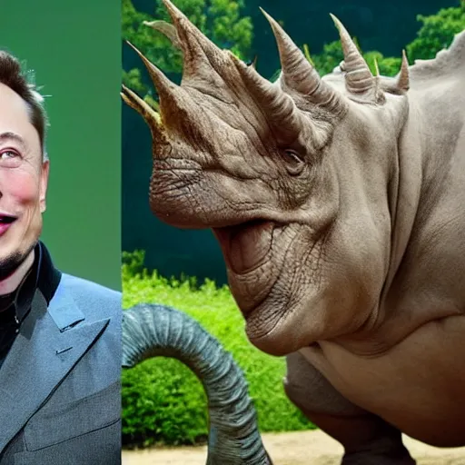 Prompt: Elon Musk as a rhinosaurus