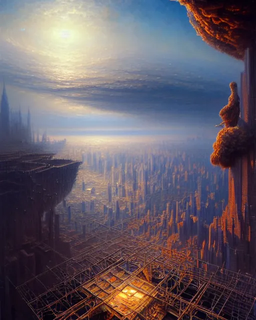 Image similar to a hyper - detailed 3 d render like a oil painting of the construction of a worldview, surrealism!!!!! surreal concept art, lifelike, photorealistic, digital painting, aesthetic, smooth, sharp focus, artstation hd, by greg rutkowski, bruce pennington, valentina remenar and asher duran,