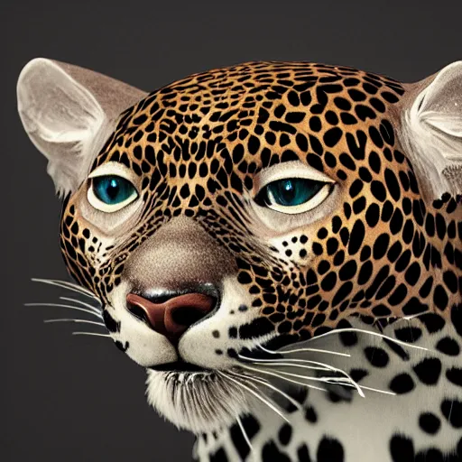 Prompt: stylized 3 d cgportrait of a crystallized leopard, hyper detailed, digital art, trending in artstation, cinematic lighting, studio quality, smooth render, unreal engine 5 rendered, octane rendered, behance art style by klimt and nixeu and ian sprigger and wlop, pixar,