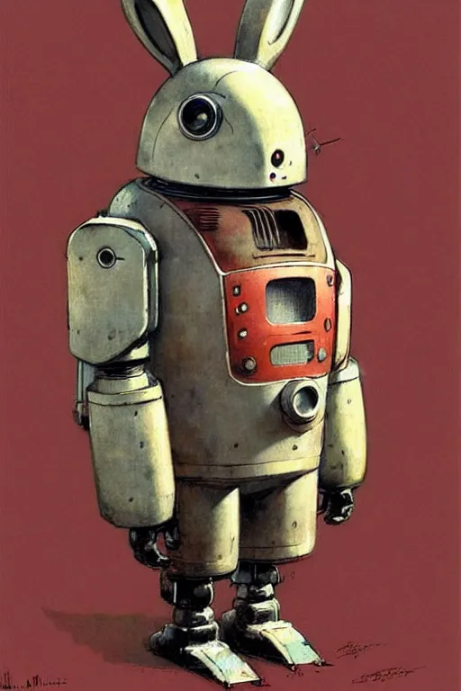 Image similar to adventurer ( ( ( ( ( 1 9 5 0 s retro future robot android fat wise old rabbit android. muted colors. ) ) ) ) ) by jean baptiste monge!!!!!!!!!!!!!!!!!!!!!!!!! chrome red