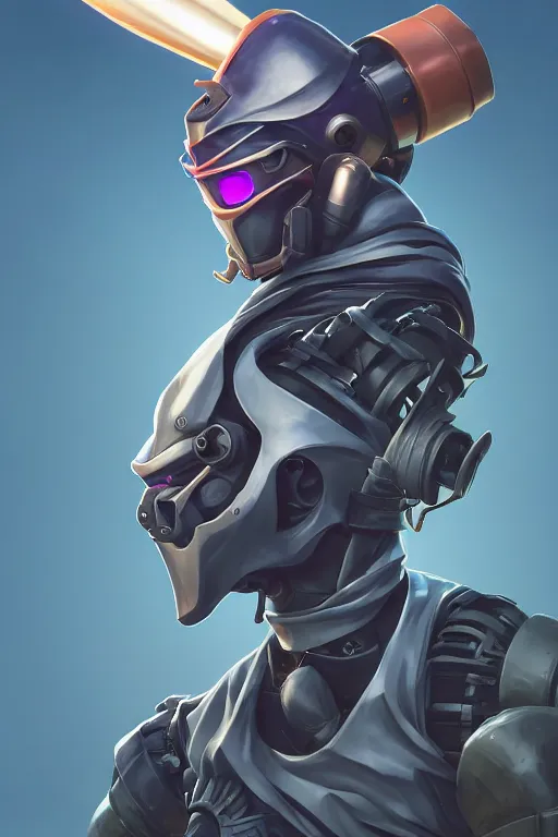 Image similar to epic mask helmet robot ninja portrait stylized as fornite style game design fanart by concept artist gervasio canda, behance hd by jesper ejsing, by rhads, makoto shinkai and lois van baarle, ilya kuvshinov, rossdraws global illumination radiating a glowing aura global illumination ray tracing hdr render in unreal engine 5