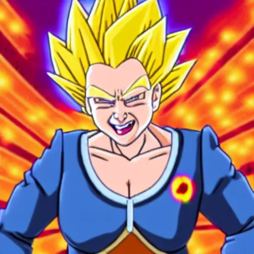 Image similar to Queen Elizabeth as a super saiyan