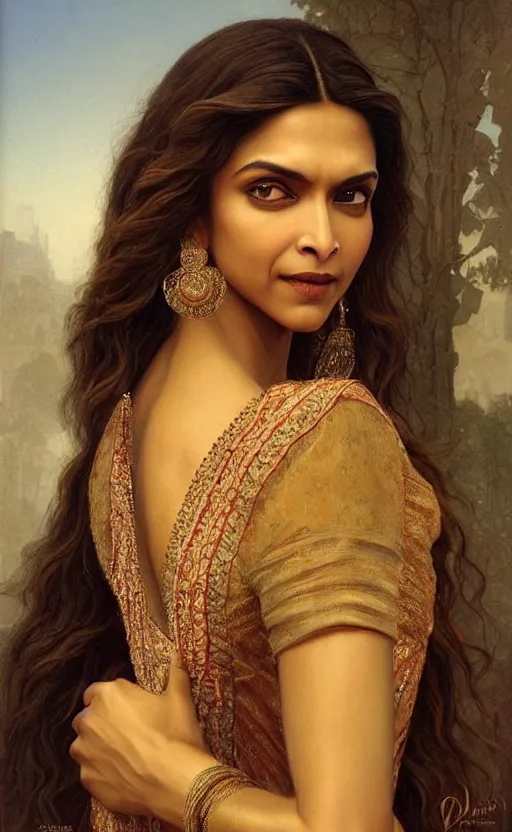 Prompt: Deepika Padukone depicted as kindness and grace, highly detailed, concept art, intricate, sharp focus, einar jonsson and bouguereau